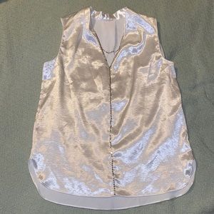 Tahari Pearl White Chain Blouse